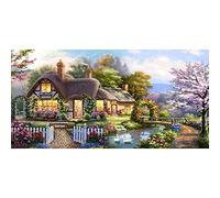 Domybest Maison de Campagne 5D DIY Diamond Painting Grande Taille Diamond Painting Kit Complet Bricolage Artisanat Peinture Diamant 5D Complet Point de Croix Décoration 100x50cm