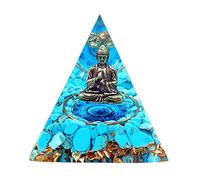Domybest Pyramide Orgonite Bouddha avec Base de Lumières LED Orgone Pyramide Cristal Générateur d'énergie Pyramide Améthyste Ornement Guérison Reiki Chakra Méditation Yoga Décoration de Table 6cm