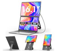domyfan Ecran Portable 16,1" FHD 1200P, Double écran avec Support Magnétique 360°, Extension d'écran pour PC Portable 13-17,3", Plug & Play pour Windows/Mac/PC/Xbox/PS5