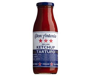 Don Antonio Ketchup à la tomate aux truffes, bouteille de 350 ml, fabriqué à partir de tomates 100 % italiennes, avec des truffes d'été sélectionnées, avec un arôme distinctif légèrement terreux et