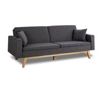 Don Descanso - Canapé Convertible 3 Places Reine Gris Anthracite, Système d'ouverture Livre ou clic-clac, Dimension canapé : 201x73x79 cm, Dimension lit : 201x99x42 cm [Comprend 2 Coussins]