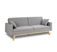 Don Descanso - Canapé Convertible 3 Places Reine Gris Clair, Système d'ouverture Livre ou clic-clac, Dimension canapé : 201x73x79 cm, Dimension lit : 201x99x42 cm [Comprend 2 Coussins]