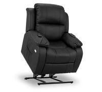 Don Descanso - Fauteuil Relax Electrique Releveur Trevi avec Inclinaison à 160º, 10 Programmes, Chaleur Lombaire, Sist. Massage 4 Zones et Finition PU [avec télécommande]. Idéal Personnes âgées|Noir