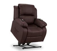 Don Descanso - Fauteuil Relax Electrique Releveur Trevi avec Inclinaison à 160º, 10 Programmes, Chaleur Lombaire, Sist. Massage 4 Zones et Finition PU [avec télécommande]. Idéal Personnes âgées|Brun