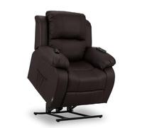 Don Descanso - Fauteuil Relax Electrique releveur Trevi Brun, Inclinaison 160°, 10 programmes, minuterie, Chaleur Lombaire. Fauteuil massant 4 Zones en PU (éco Cuir). Télécommandes incluses