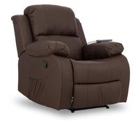 Don Descanso-Fauteuil Relaxant de Massage Trevi Inclinable à 160º avec 8 Moteurs, Silencieux, Chaleur Lombaire, Sist. Massage et Finition PU [avec télécommande]. Idéales pour Personnes âgées | Brun