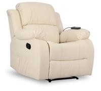 Don Descanso-Fauteuil Relaxant de Massage Trevi Inclinable à 160º avec 8 Moteurs, Silencieux, Chaleur Lombaire, Sist. Massage et Finition PU [avec télécommande]. Idéales pour Personnes âgées | Crème