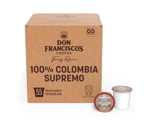 Don Francisco's Supremo Lot de 55 dosettes de café 100 % recyclables, compatibles avec les brasseurs Keurig K-Cup
