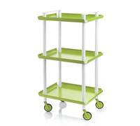 DON HIERRO - Desserte à roulettes, desserte de service Leky, 3 plateaux. Structure métallique tube à double montant blanc-Vert Pistache