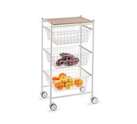 Don Hierro - Desserte De Cuisine Axo, 3 Grands Paniers Coulissants, Blanc-Hêtre- Blanc