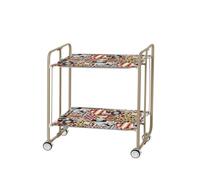 DON HIERRO - Desserte pliante BAUHAUS avec roulettes, Structure couleur sable, 2 niveaux, 4 positions-35
