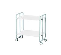 DON HIERRO - Table roulante Pliante Bauhaus, 2 Plateaux, châssis Gris Aluminium.-Blanc