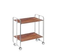 Table roulante pliante bauhaus, 2 plateaux, châssis gris aluminium. Don Hierro