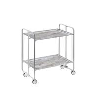 Table roulante pliante bauhaus, 2 plateaux, châssis gris aluminium. Don Hierro