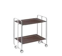 Table roulante pliante bauhaus, 2 plateaux, châssis gris aluminium. Don Hierro