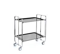 DON HIERRO - Table roulante Pliante Bauhaus, 2plateaux, châssis chromé-Noir