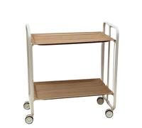 Table roulante pliante bauhaus châssis blanc, 2 plateaux Don Hierro