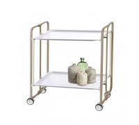 Don Hierro - Table Roulante Pliante Bauhaus Châssis Couleur Sable, 2 Plateaux-Blanc Blanc