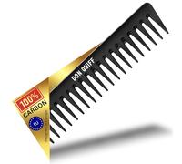 Don Quiff Peigne coiffant en carbone incassable, 19cm, grandes dents, antistatique, pour boucles et coiffures texturées, homme et femme, peigne démêlant, incassable, pour cheveux longs