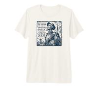 Don Quijote The Impossible Dream Woodcut Bleu Marine T-Shirt Haut de Gamme