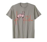 Don Sphynx Cat Heartbeat EKG Funny I Love My Hairless Cats T-Shirt