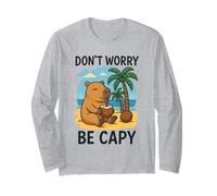 Don’t Worry Be Capy Funny Capybara Drinking Coconut by Beach Manche Longue