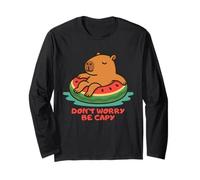 Don’t Worry Be Capy Funny Capybara Float Watermelon Summer Manche Longue