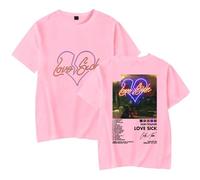 Don Toliver Love Sick Album Harajuku Hommes et Femmes Casual Mode Manches Courtes T-shirt Tendance, rose, 4XL