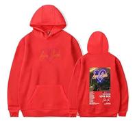 Don Toliver Merch Love Sick Album Sweats à Capuche pour Hommes Femmes, Longues Hoodies,Rouge,XXL