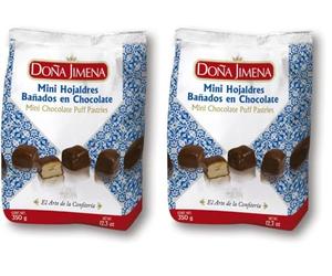DOÑA JIMENA - Mini feuilletés enrobés de chocolat au lait, qualité suprême, gourmandises de Noël typiques, recette artisanale, 350g (Lot de 2)