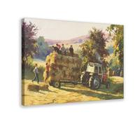 Donal McNaughton Impression sur toile « Making Hay While The Sun Shines » - Décoration de chambre à coucher, bureau, chambre, cadeau, style cadre, 50 x 75 cm