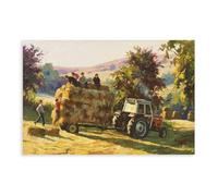 Donal McNaughton - Impression sur toile « Making Hay While The Sun Shines », décoration murale pour salon, chambre à coucher, style sans cadre, 60 x 90 cm