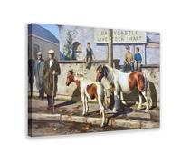 Donal McNaughtons - Impression sur toile représentant la foire aux chevaux, Ballycastle, Co. Antrim - Décoration murale pour salon, chambre à coucher, style cadre, 30 x 45 cm