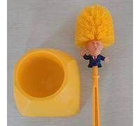 Donald Trump Brosse WC - Nettoyant fantaisie pour bol de salle de bain - Brosse de nettoyage amusante de la tête du président avec support et rangement