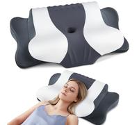 DONAMA Oreiller Ergonomique Cervical à Mémoire de Forme Haute Densité, Mousse à Rebond Lent pour Soutien du Cou et de la Nuque, Conception 2 en 1 pour Dormeurs sur Le Côté, Le Dos et Le Ventre