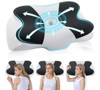 DONAMA Oreiller Ergonomique Cervical en Mousse à Mémoire, Adapté aux Dormeurs sur Le Côté, Le Dos et Le Ventre, Housse Amovible et Lavable, Oreiller Cervical (Noir Blanc, 62x37x12 cm)