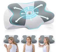 DONAMA Oreiller Ergonomique Cervical en Mousse à Mémoire, Adapté aux Dormeurs sur Le Côté, Le Dos et Le Ventre, Housse Amovible et Lavable, Oreiller Cervical (Gris Clair, 62x37x12 cm)