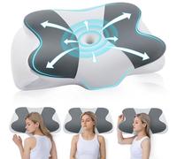 DONAMA Oreiller Ergonomique Cervical en Mousse à Mémoire, Adapté aux Dormeurs sur Le Côté, Le Dos et Le Ventre, Housse Amovible et Lavable, Oreiller Cervical 62x37x12 cm, Gris Foncé