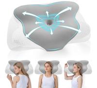 DONAMA Oreiller Ergonomique Cervical pour Le Cou et Les Épaules, Memoire Forme pour Les Dormeurs sur Le Côté, Le Dos Et Le Ventre, Oreiller Cervical avec Taie d'oreiller, 62x37x12 cm, Gris Blanc