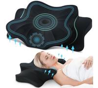 DONAMA Oreiller Ergonomique Cervical pour Les Dormeurs sur Le Côté, Le Dos Et Le Ventre, Oreiller Memoire Forme pour Le Cou et Les Épaules, avec Taie d'oreiller, 63x38x9/14cm, Noir Pur