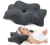 DONAMA Oreiller Ergonomique Cervical pour Les Dormeurs sur Le Côté, Le Dos Et Le Ventre, Oreiller Memoire Forme pour Le Cou et Les Épaules, avec Taie d'oreiller, 70x42x11/14cm, Gris Foncé