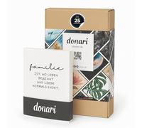 Donari Lot de 25 cartes postales - Format A6 - Boîte surprise - Cartes de qualité supérieure avec dictons - Design élégant en noir et blanc - Pour mariage et famille