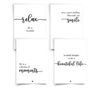 Donari® Lot de cartes postales au format A6 - Cartes postales avec de beaux dictons au look noir et blanc élégant - Cartes de sagesse de vie (beautiful)