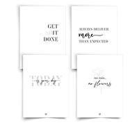 Donari® Lot de cartes postales au format A6 - Cartes postales avec de beaux dictons dans un élégant look noir et blanc - Cadeau de motivation (motivation).