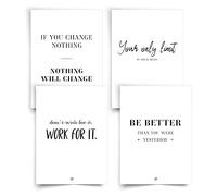 Donari® Lot de cartes postales au format A6 - Cartes postales avec de belles citations en noir et blanc - Cadeau de motivation (prière)