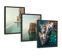 Donari Lot de posters de la Grèce - Tableaux muraux modernes avec motifs méditerranéens - Santorini, Mykonos et mer Égée - Idée cadeau pour les fans de la Grèce (motif 3, 21 x 30 cm, cadre noir)