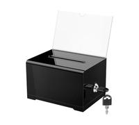 Donation Box with Lock and Slot - Black Acrylic Raffle Container