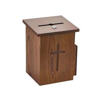Donation Box Wooden, Lockable Offering Box, Authentic Charity Collection, Secure Slot Design for Parish Shrine Funeral Tithe Fundraising Religious Service Use, Sturdy Storage for Cash Donations