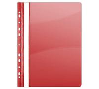 DONAU 1704001PL-04 Lot de 10 classeurs perforés en plastique transparent A4 Rouge Transparent Plastique PVC rigide Couverture transparente pour bureau et école Perforation européenne