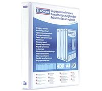DONAU 2788204PL-09 Classeur de Présentation/Personnalisable pour DIN A4 4RD anneaux 20 mm/Carton Recouvert de PP/Blanc/avec Pochettes / 1 pièce/Rigide 4 anneaux